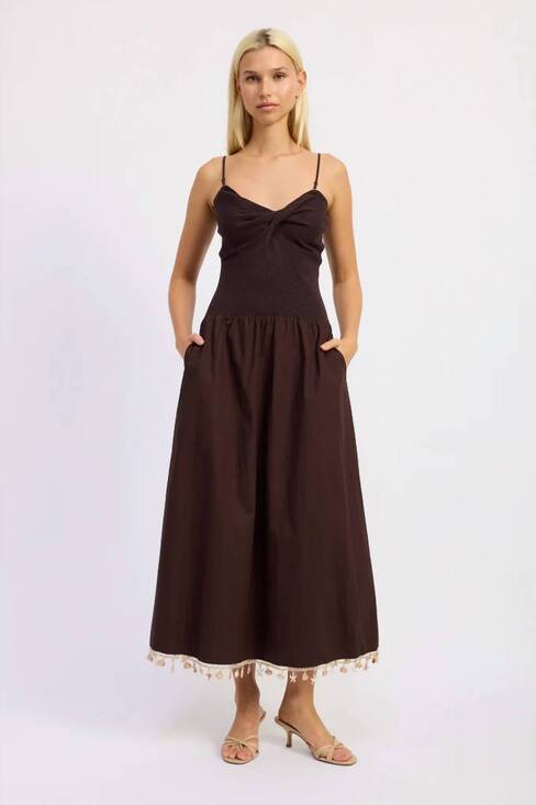 EN SAISON Dresses & Skirts - NEW EN SAISON stella mixed media maxi dress in brown